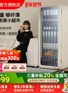HCK哈士奇212L复古冰吧冷藏家用客厅茶叶饮料柜冰箱SC-208RI