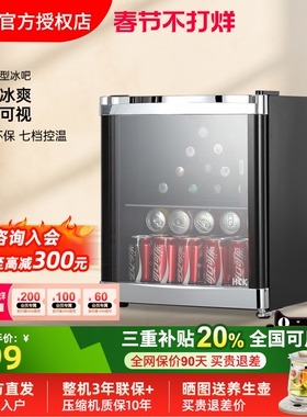 HCK哈士奇42L复古冰箱全冷藏家用客厅饮料柜办公室保鲜时尚冰吧