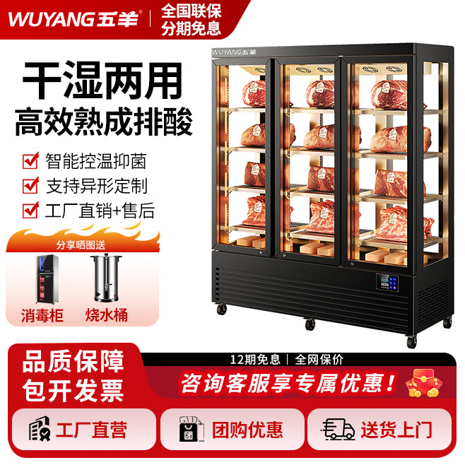 五羊商用牛肉柜干湿式深海鱼饭店高压静电排酸展示柜牛肉熟成柜