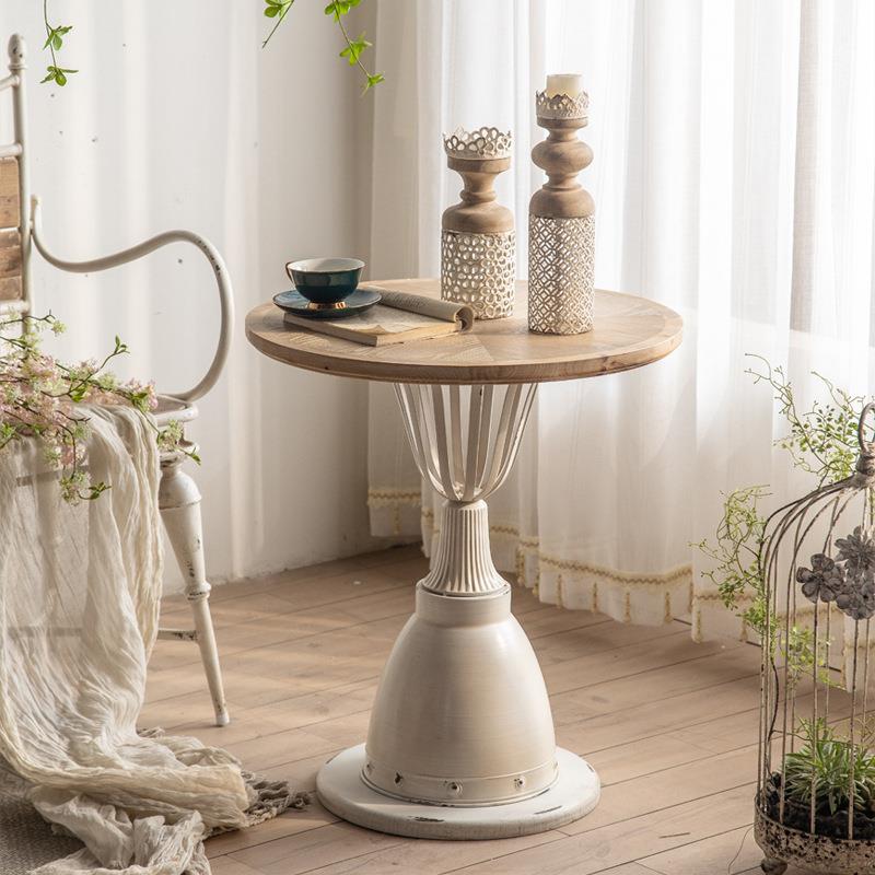 铁艺复古小圆桌 美式乡村复古咖啡桌 民宿小户型桌椅组合小茶几