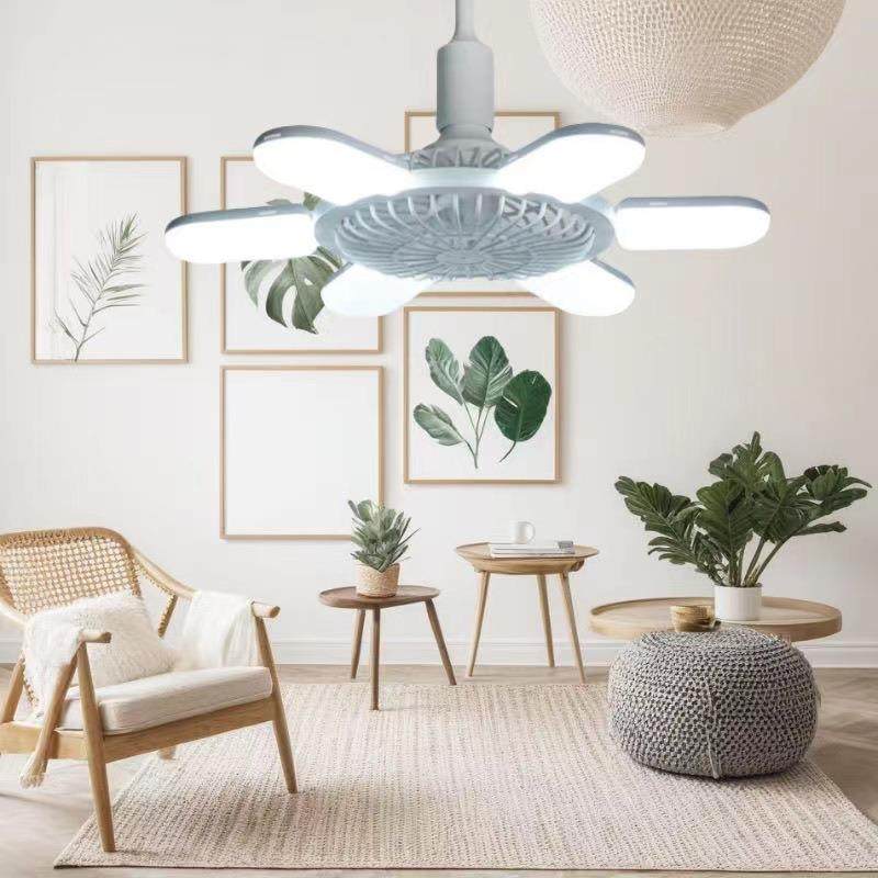 爆款E27螺口吸顶风扇灯6U折叠吊扇灯卧室客厅书房大风力静音