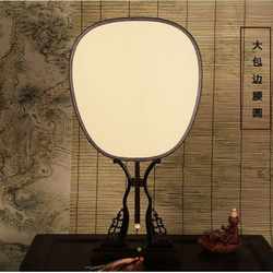 宫廷扇双面真丝居家团扇创作用黑檀木扇骨真丝绢宫扇手工宫扇