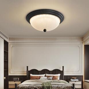 美式复古卧室灯高级感轻奢玻璃主卧书房法式中古风圆形房间吸顶灯