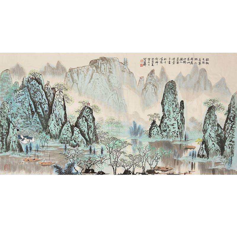 纯手绘名家白雪石山水装饰画国画水墨画办公室画客厅画玄关画壁画