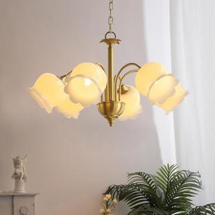 美式 奶油风全铜灯具简约衣帽间卧室灯餐厅吊灯 吊灯客厅灯轻奢法式
