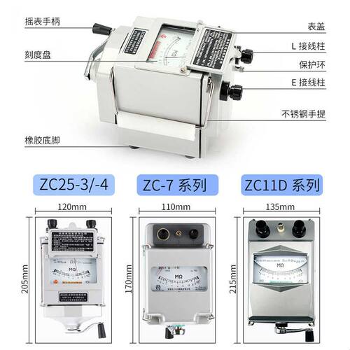 金川ZC25电阻绝缘测试仪500V指针2500摇表1000V兆欧表-7电工接地