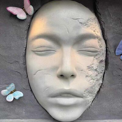 巨型人脸泡沫雕塑商场酒吧艺术馆面具装饰雕塑咖啡店IP人像墙雕塑