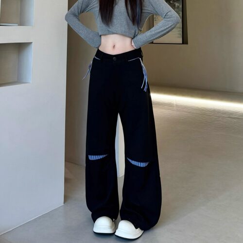 高级感小众条纹休闲松弛感长裤子