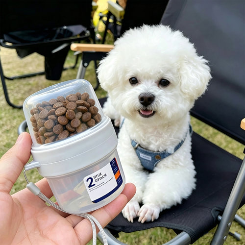 猫狗通用遛狗便携式二合一水粮杯