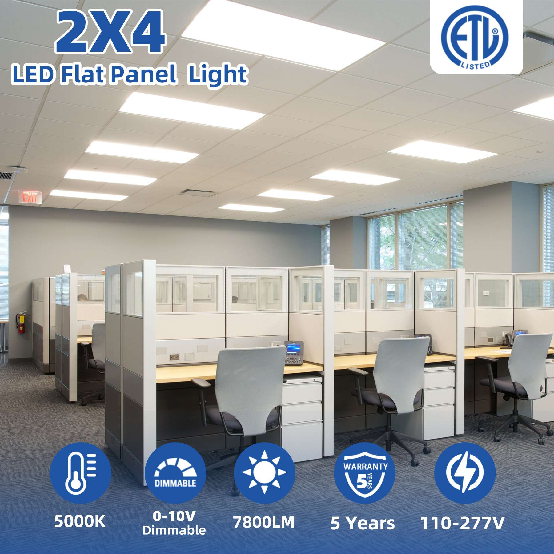 75WLED?Flat?Panel?Light 2X4FT面板灯0-10可控硅调光平板灯具