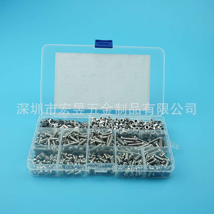 810pcs 不锈钢304 十字盘头螺钉M4配螺母平垫组合套装