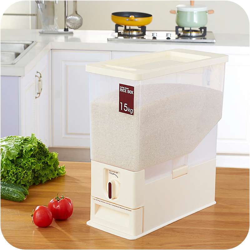 15kg自动可计量米桶带盖面桶 塑料储米箱防虫防潮密封米缸