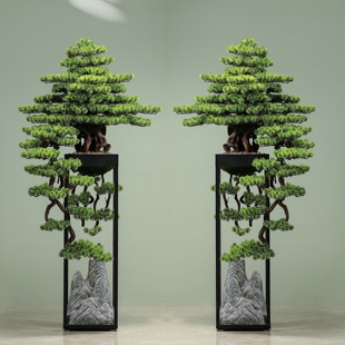仿真迎客松假树绿植大型落地摆件茶室会所客厅办公室罗汉松装饰品