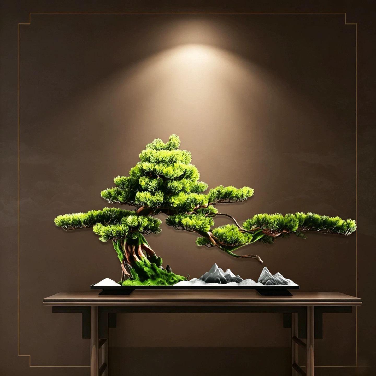中式仿真迎客松绿植盆景摆件