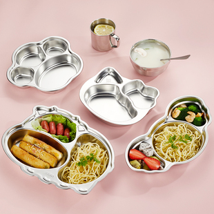 304不锈钢卡通餐盘幼儿园餐盘儿童餐盘学校食堂快餐盘宝宝分格盘