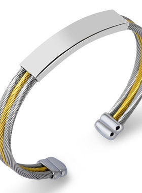 极速欧美钛钢钢筋开口手镯女士个性首饰品威亚K手环生日礼物FY012