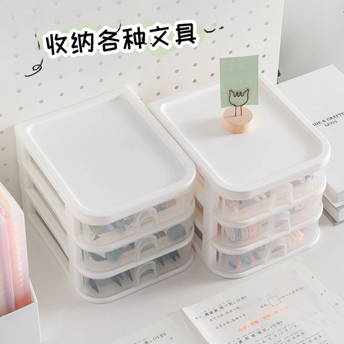 极速透明塑料桌面收纳盒抽屉式大容D量学生简约多层收纳柜办公桌