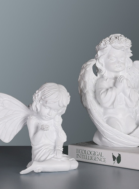 极速北欧b可爱娃娃树脂祈祷天使小摆件客厅人物雕塑装饰婚礼造型