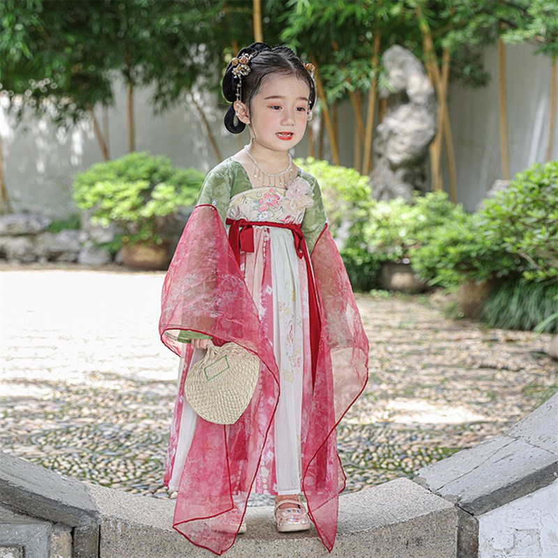 极速女童b汉服连衣裙超仙中国风童装2023秋小女孩襦裙儿童古筝演