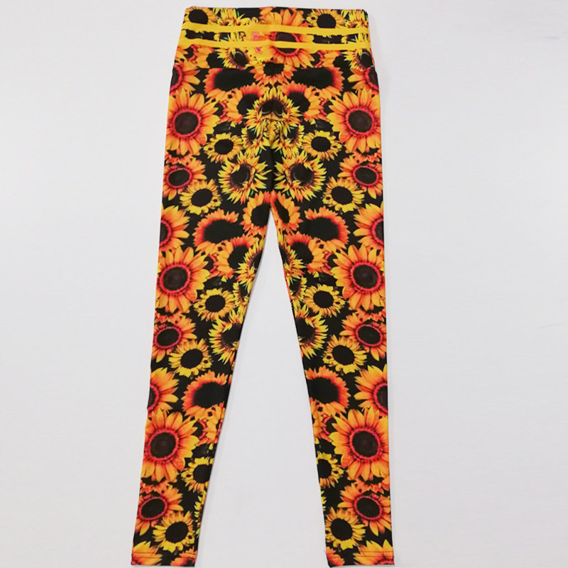 极速FCCEXIO Sunfllower 3D Print Womens Pants Push Up Runnin