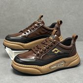 秋季 轻便软底男士 新款 牛皮男鞋 真皮板鞋 英伦百搭休闲皮鞋 潮鞋 厚底