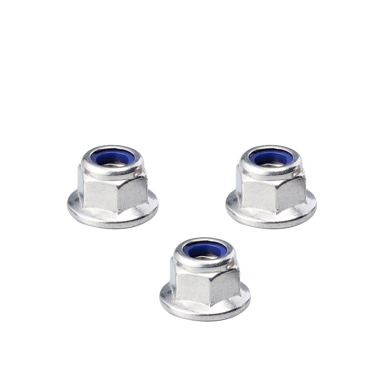 304不锈钢法兰尼龙防松螺母m4防滑带垫自锁螺丝帽m5m6m8m10m12