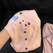 粉色可爱小猪德绒睡衣女秋冬甜美可外穿休闲居家服套装 Sin Glee
