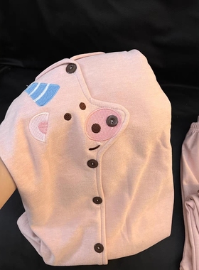 Sin Glee 粉色可爱小猪德绒睡衣女秋冬甜美可外穿休闲居家服套装