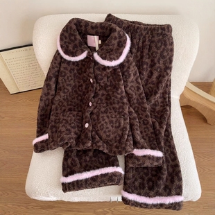 加厚可外穿套装 女款 Bunny韩系轻奢豹纹Kitty珊瑚绒睡衣冬季 Miss