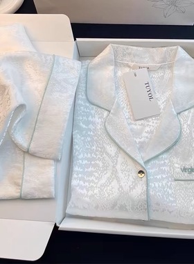 Cat Kite高级感真丝睡衣女春秋季长袖桑蚕丝情侣男士家居服礼盒装