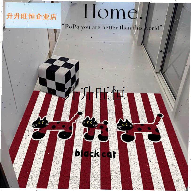 用卡通猫咪丝圈入户垫新年红色进门地垫大门口蹭土除.尘玄关脚垫,,居家布艺,入户地垫,淘宝优惠券,粉丝福利购,淘宝优惠卷