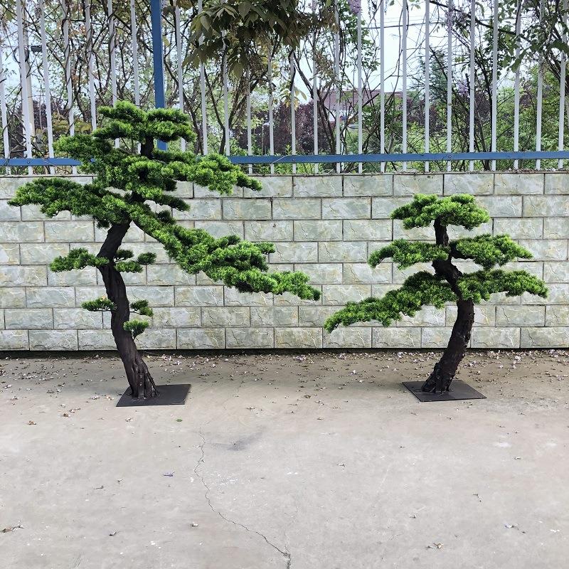 仿真迎客松美人松新年装饰假松树盆栽酒店商场客厅背景墙装饰