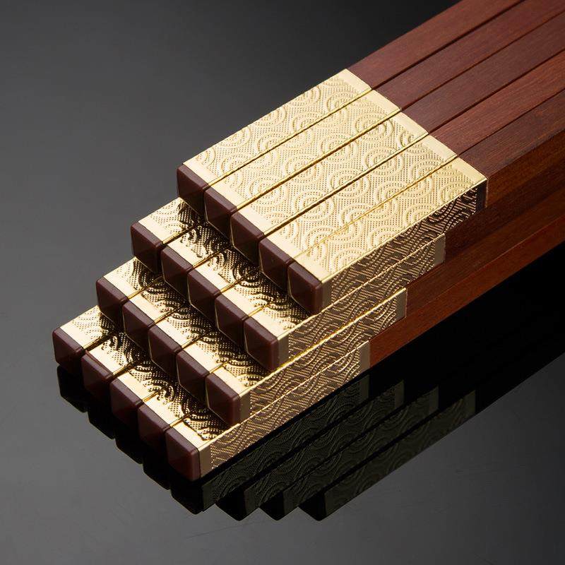 优圣美帝双十汇家用红木筷子家庭原木筷无漆筷礼品筷子W7102-2