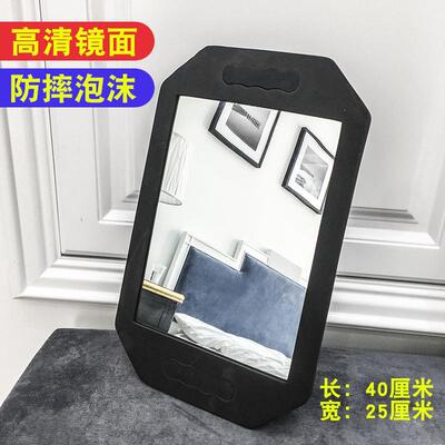 理发师手镜美容院手拿镜子手柄圆形镜大号后视镜后背镜壁挂化王之