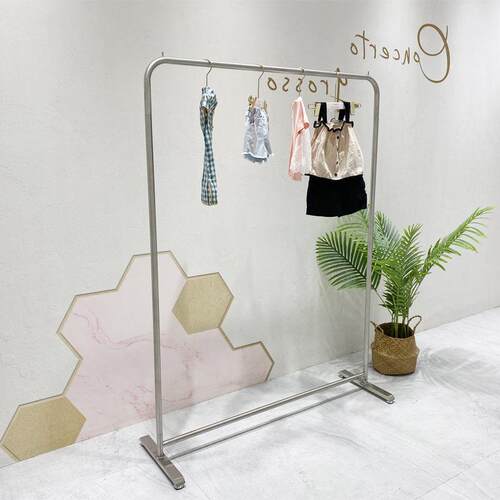 品质款服装店展示架不锈钢拉丝银货架女装店落地衣架服装店挂衣架