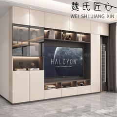 电视柜新款一体组合书柜客厅实木背景墙柜子整体2024电视墙家用