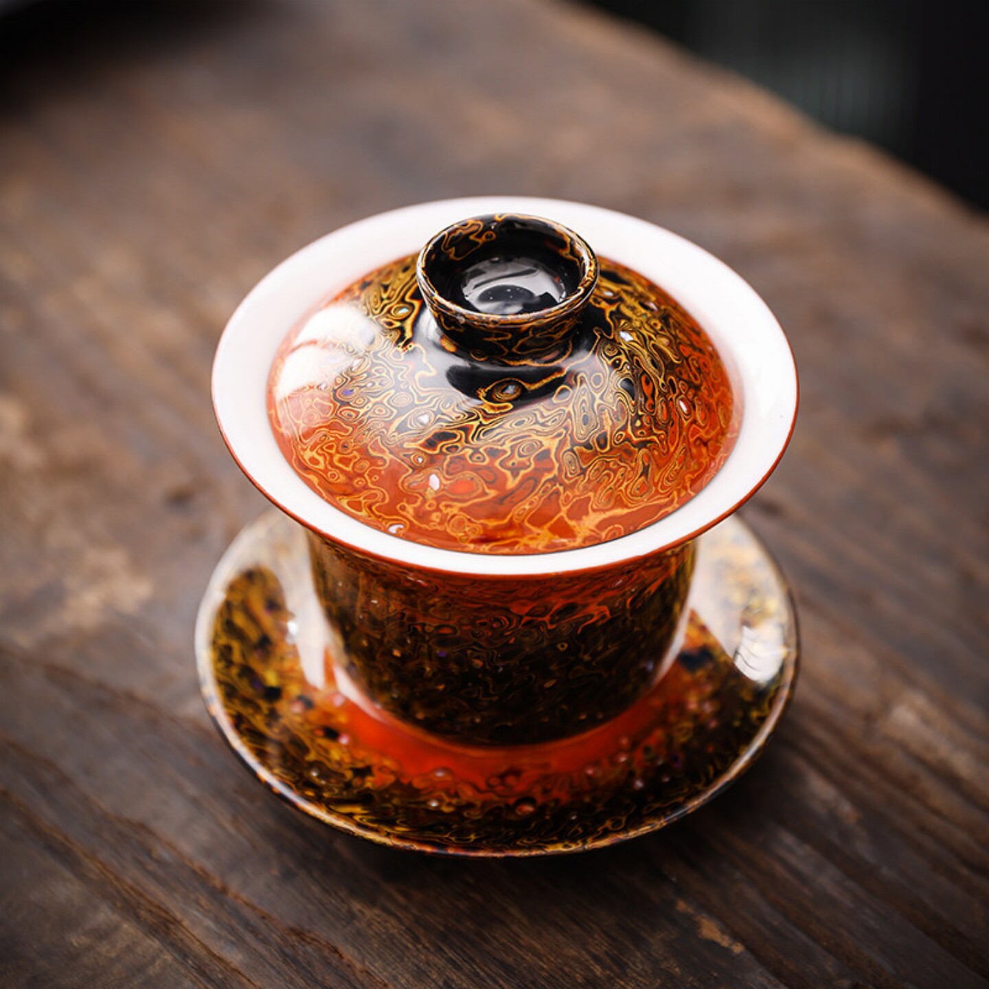 非遗大漆福州漆器盖碗茶杯礼品