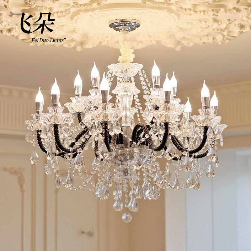 飞朵 法式水晶吊灯黑色复古风客厅灯卧室轻奢餐厅灯高档国补灯具,家装灯饰光源,客厅吊灯,淘宝优惠券,粉丝福利购,淘宝优惠卷