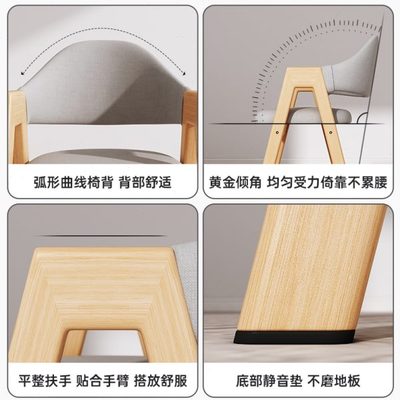实木椅子轻奢靠背椅家用书桌椅现代简约餐椅高级橡胶木餐桌椅凳子