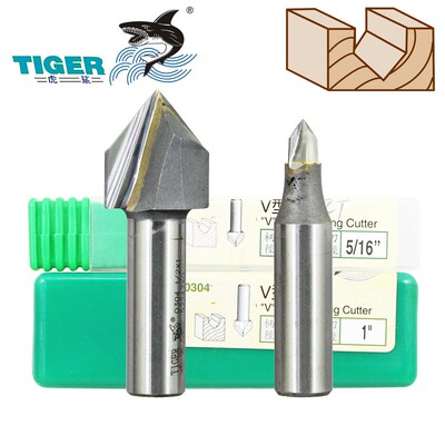 虎鲨V型刀 0304 TCT V型刀 木工铣刀45斜边切割铝塑板开槽