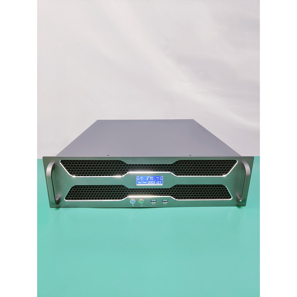 3u服务器机箱个性铝面板带温度显示屏冗余双电源工控多媒体服务器