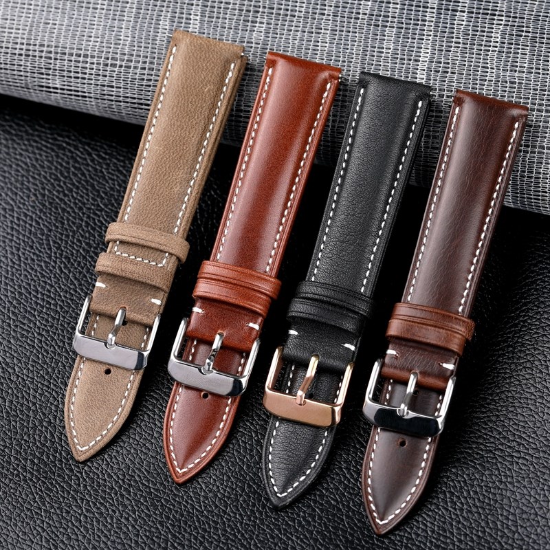 耐磨意大利头层牛皮表带18 19 20 22MM适配海鸥浪琴天梭1