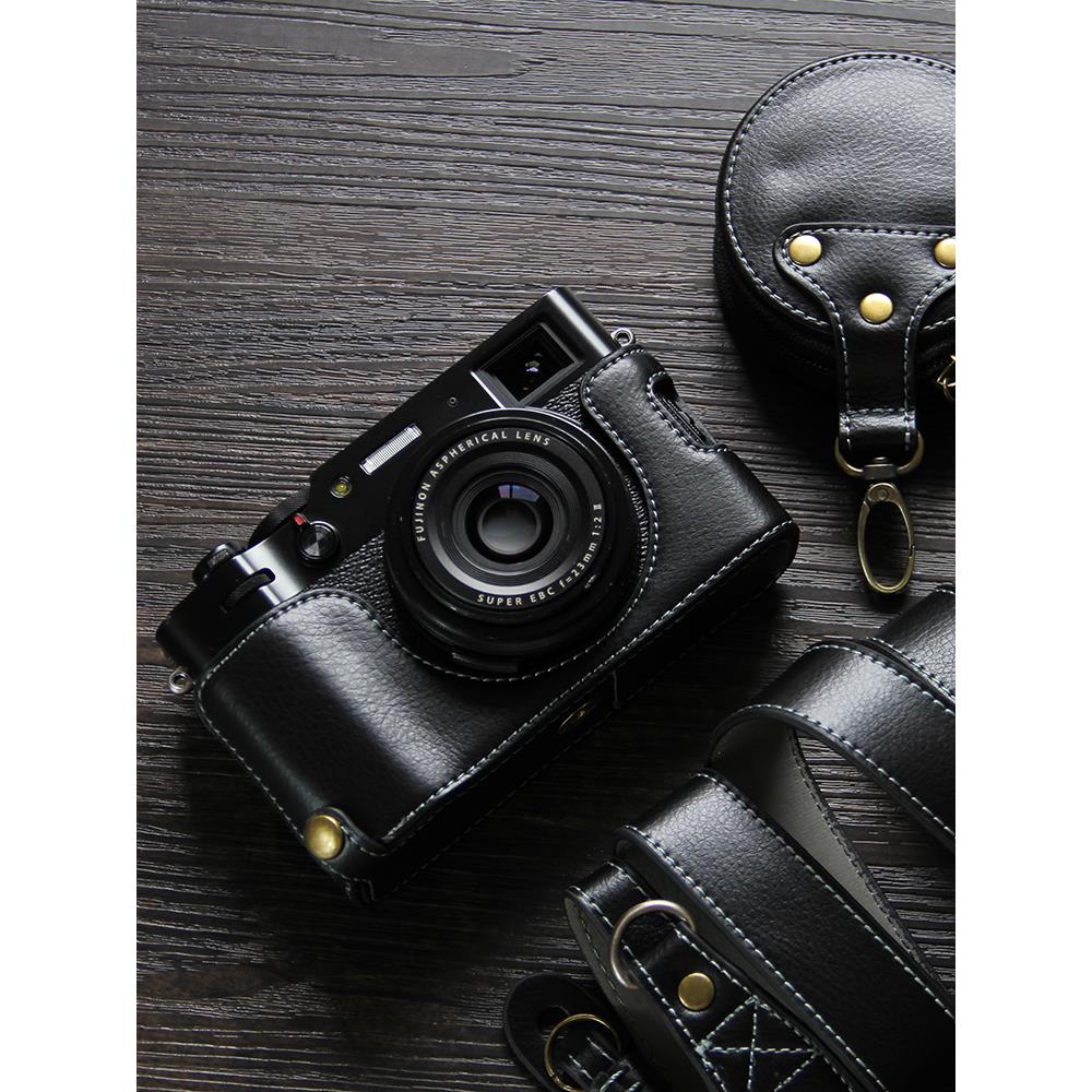 适用富士X100VI相机套XT30II半套x100v真皮底座X100F保护皮套XT50