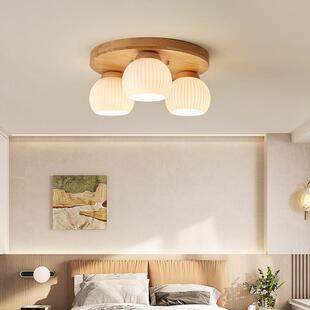 复古餐 Sabi风格 卧室灯斯堪 纳维亚原木吸顶灯台湾110V日本Wabi