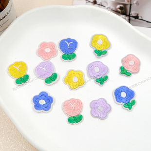 彩色小花朵刺绣布贴手工diy服装背包装饰贴热熔胶熨烫手缝补丁贴