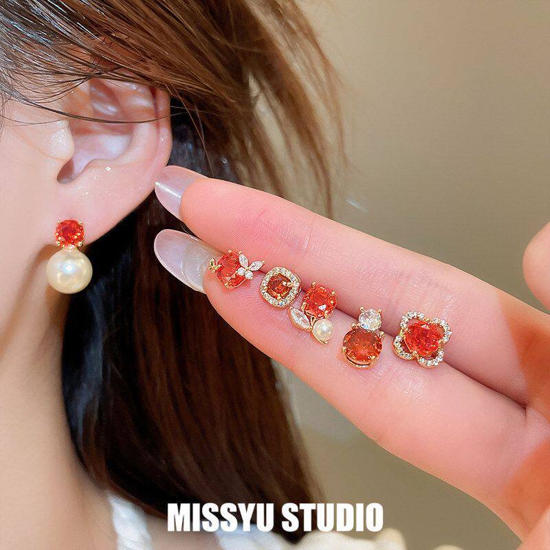 真金轻奢女锆石18!璀璨耳环中古