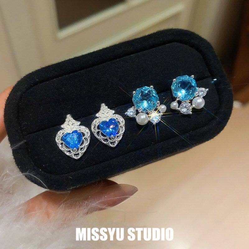 ！倾心纯银爱心蓝海S925轻奢针