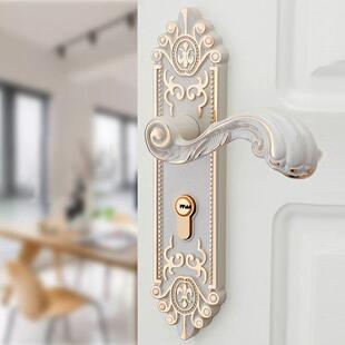 室内象牙白卧室通用型静音门把手实木古铜家用锁具欧式金色房门锁
