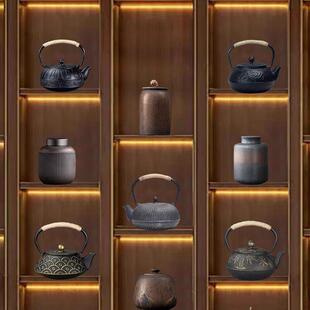新中式博古架多宝阁覆古茶室茶空间软装茶具茶叶罐装饰古风摆件