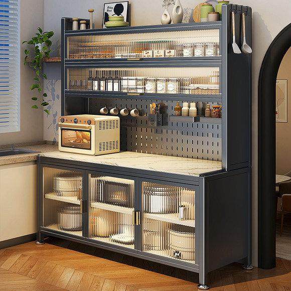 岩板洞洞厨房置物架餐边储物落地多层微波炉多功能收纳碗柜橱柜子,厨房/烹饪用具,厨房置物架/置物柜/角架,淘宝优惠券,粉丝福利购,淘宝优惠卷